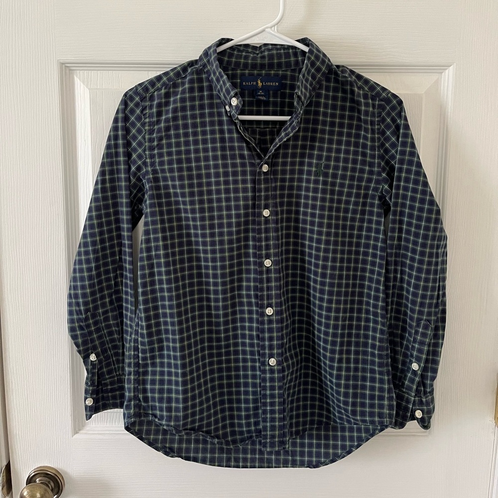 Ralph Lauren Boys Blue and Green Plaid Shirt